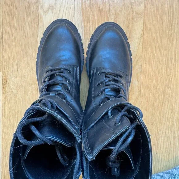 The Drop Women's Koi Buckle Lace Up Black Platform Combat Boots - Size 8 - Picture 3 of 6